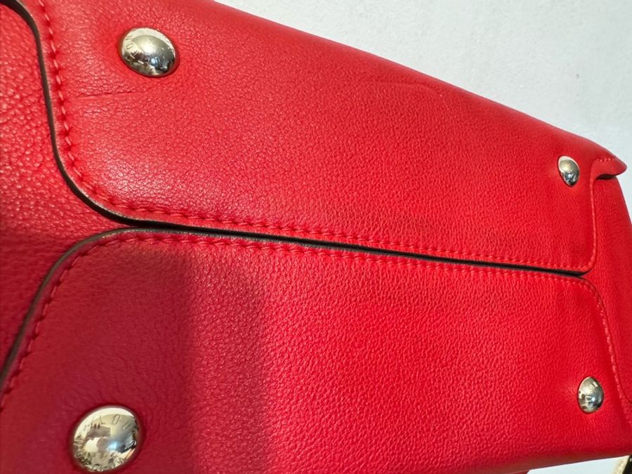 LOUIS VUITTON LV路易威登 MM編織單把肩背包 紅-10