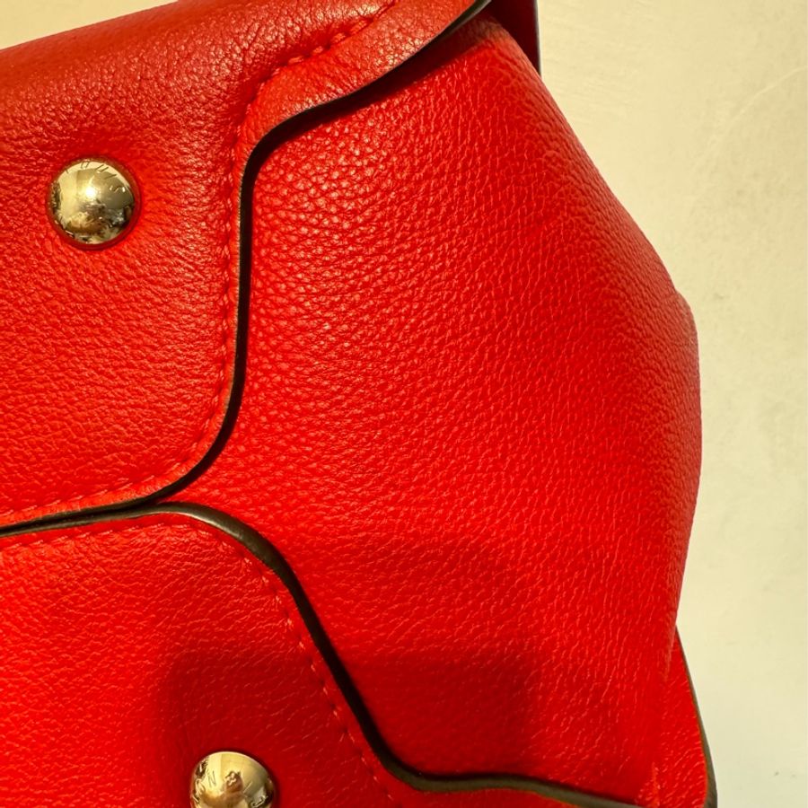 LOUIS VUITTON LV路易威登 MM編織單把肩背包 紅-12