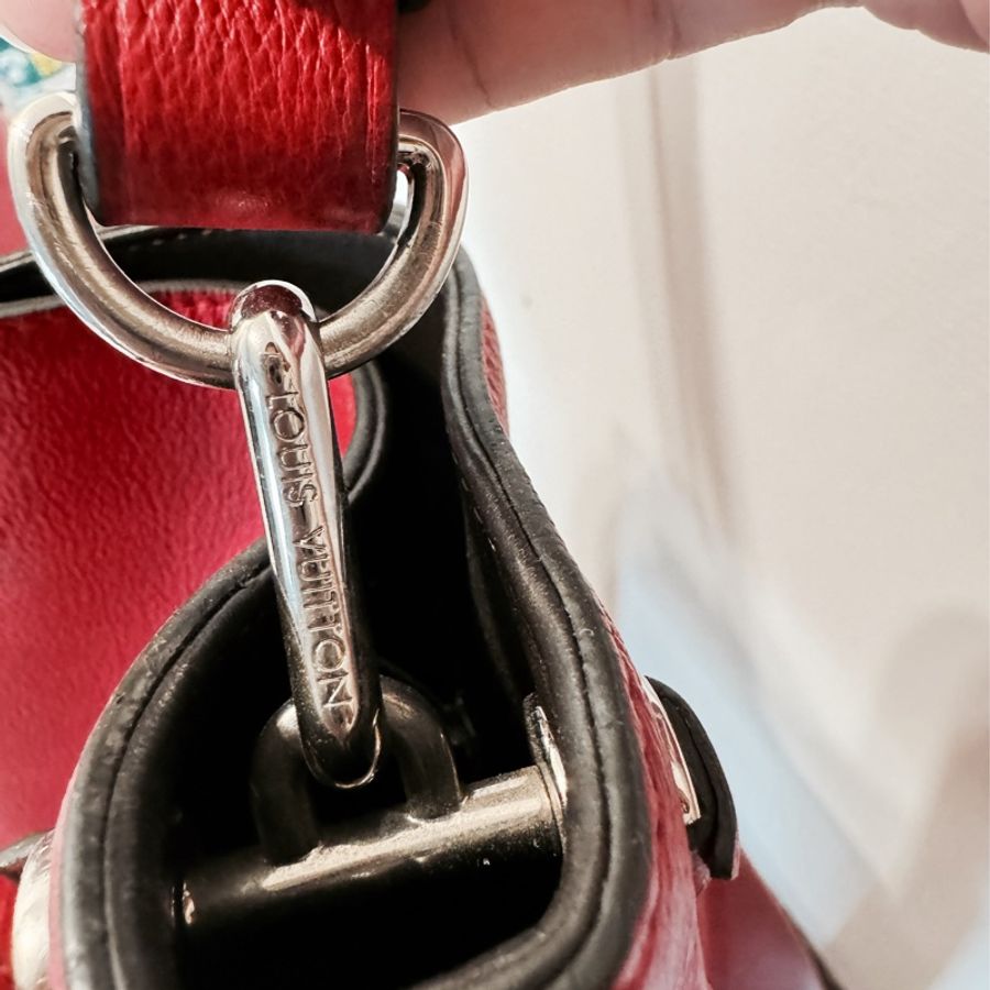 LOUIS VUITTON LV路易威登 MM編織單把肩背包 紅-15