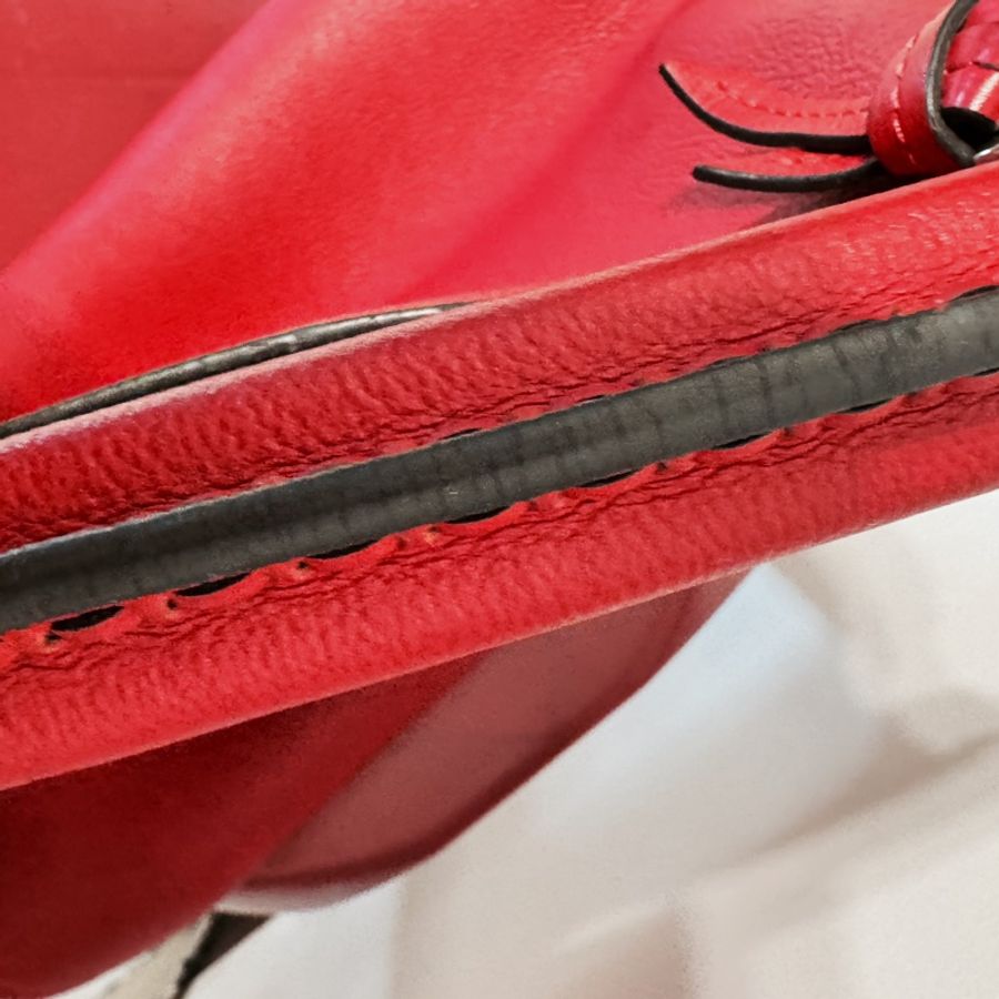 LOUIS VUITTON LV路易威登 MM編織單把肩背包 紅-17