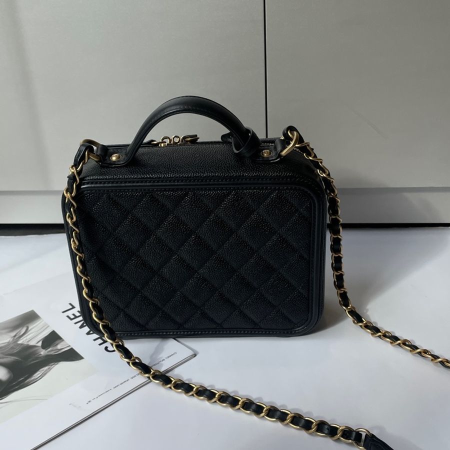 Chanel Vanity Case黑荔枝皮 21cm-1