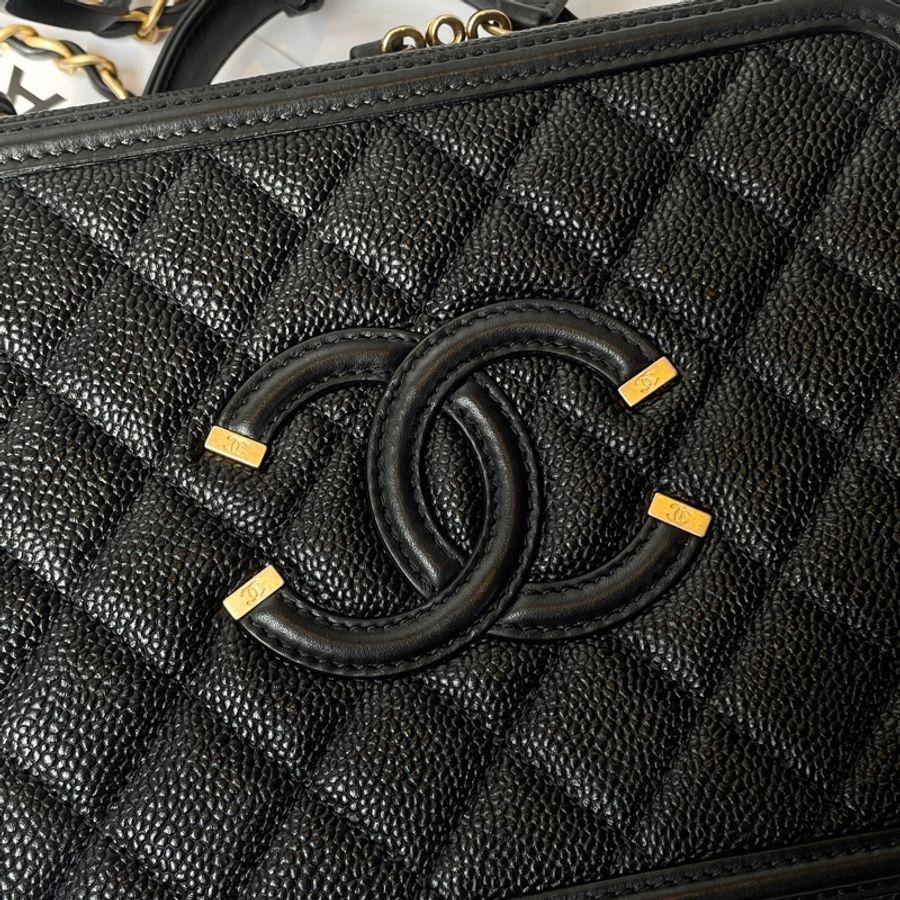 Chanel Vanity Case黑荔枝皮 21cm-2