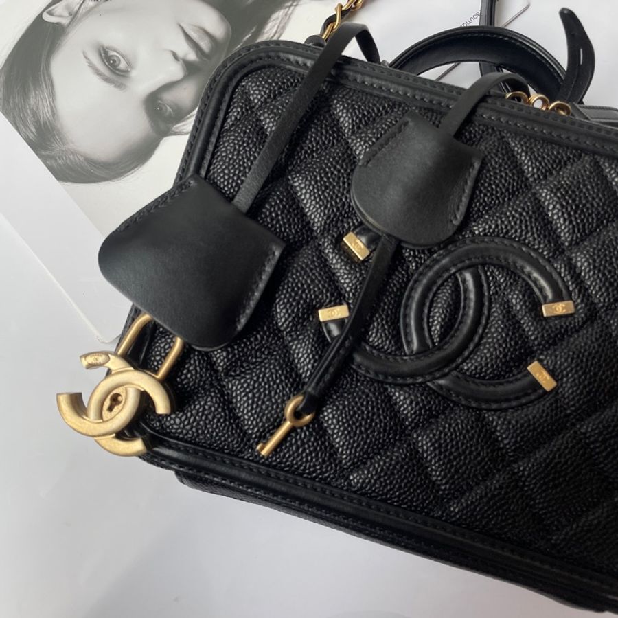 Chanel Vanity Case黑荔枝皮 21cm-3