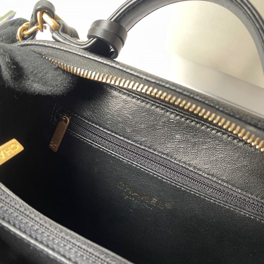 Chanel Vanity Case黑荔枝皮 21cm-4