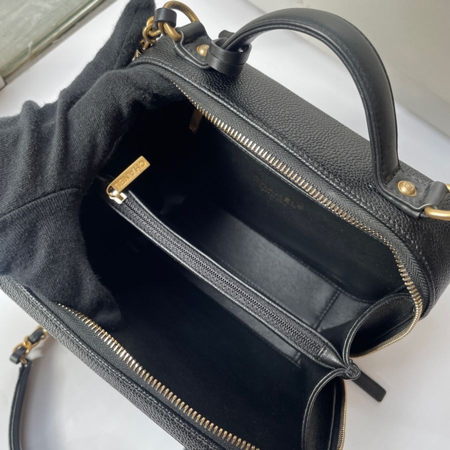Chanel Vanity Case黑荔枝皮 21cm-5