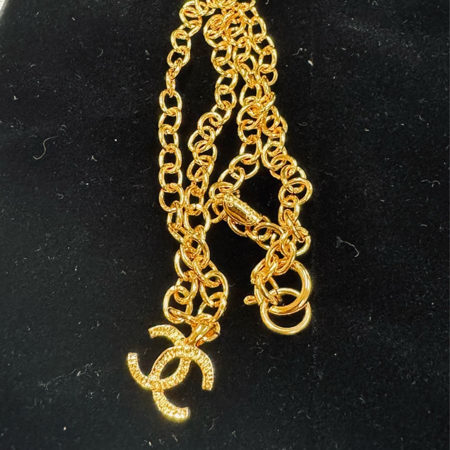 Chanel Vintage logo項鍊 鎖骨鍊 古董飾品-1