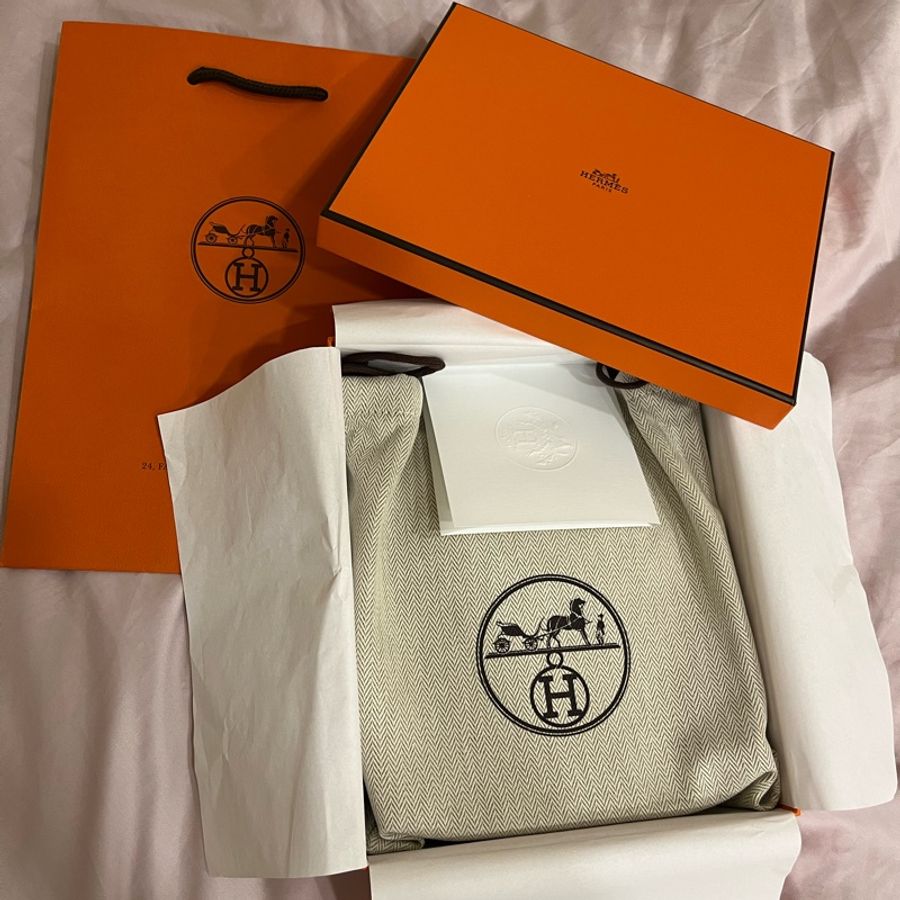 Hermes 愛馬仕 mini Evelyn 16 冰川白Benton 銀扣彩色編織背帶-3