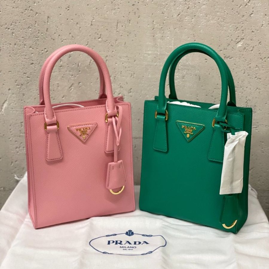 Prada 1BA358 Saffiano 皮革購物包 粉色《2024季度新品》-9