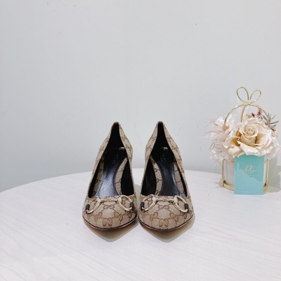 Gucci 古馳老花帆布高跟鞋 Jackie GG Supreme Canvas Heels 38 Size-5