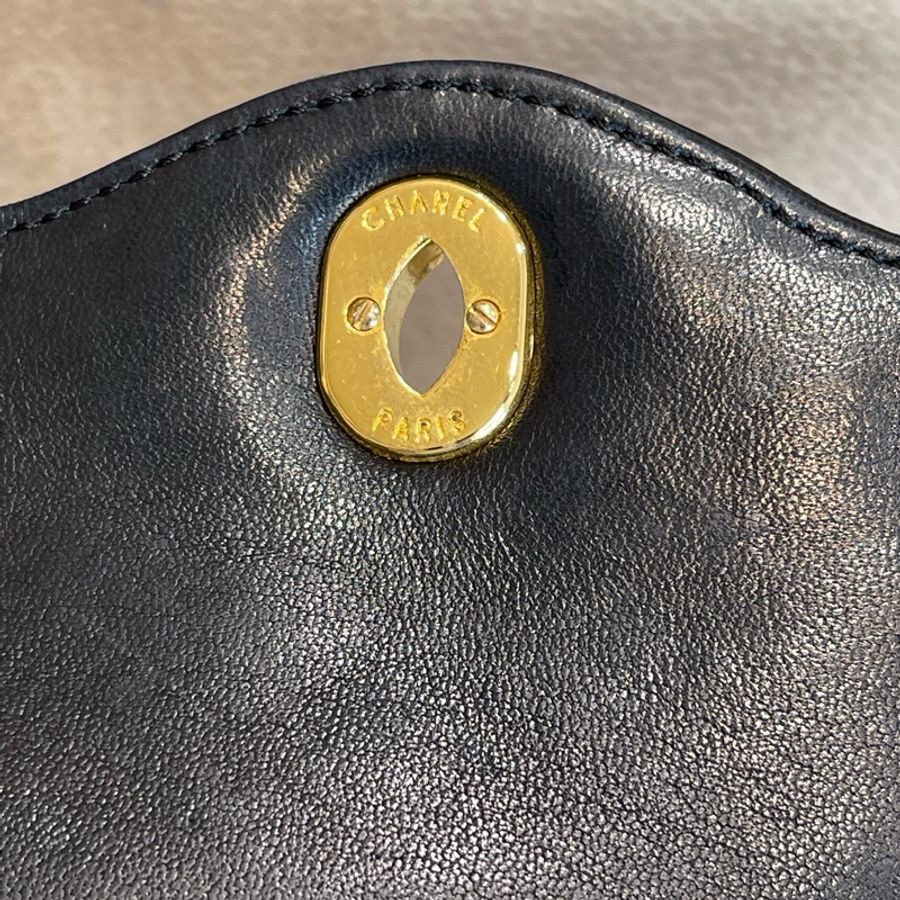 CHANEL vintage巴黎限定款金銀釦經典口蓋包25cm🖤老香經典貨色-27