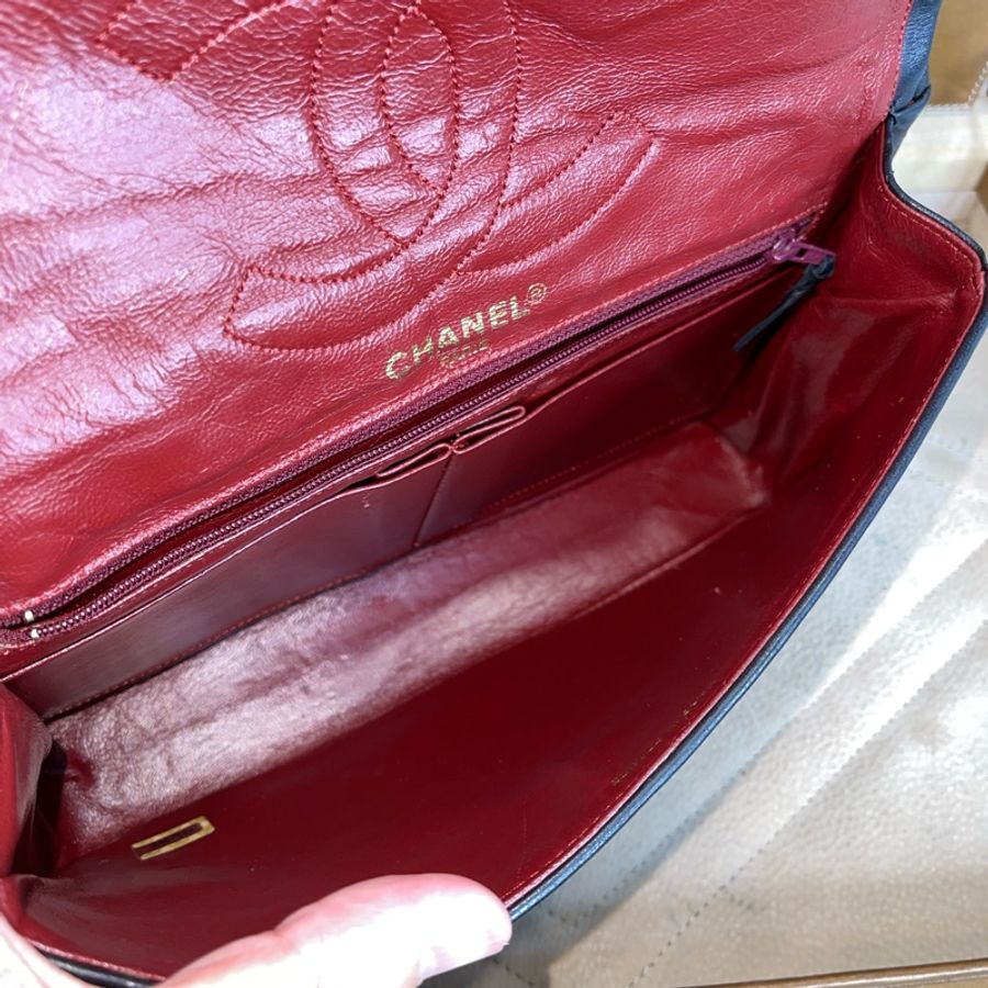 CHANEL vintage巴黎限定款金銀釦經典口蓋包25cm🖤老香經典貨色-34