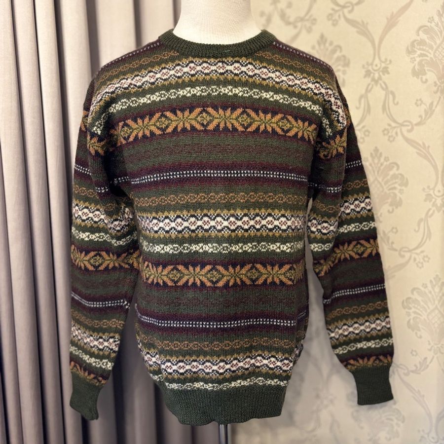 藏私·Collection_北歐風條紋中性古著毛衣-0