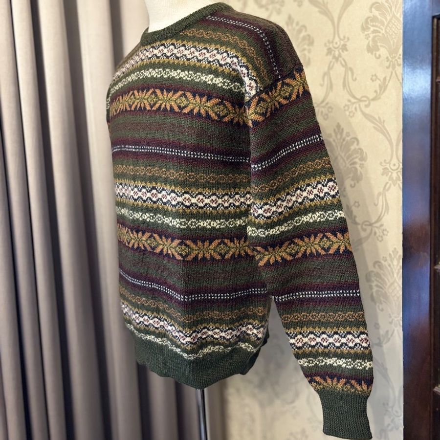藏私·Collection_北歐風條紋中性古著毛衣-1
