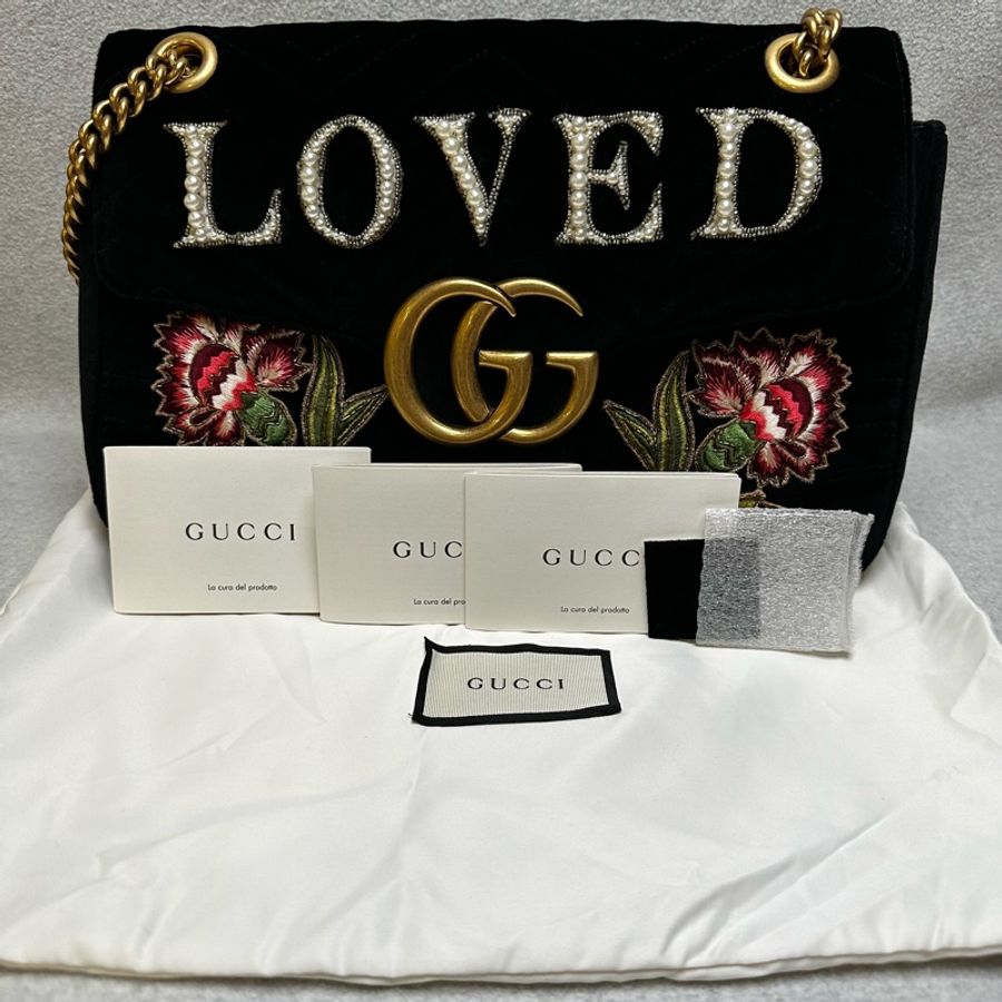 Gucci GG Marmont 絲絨（天鵝絨）手提/肩背包-11