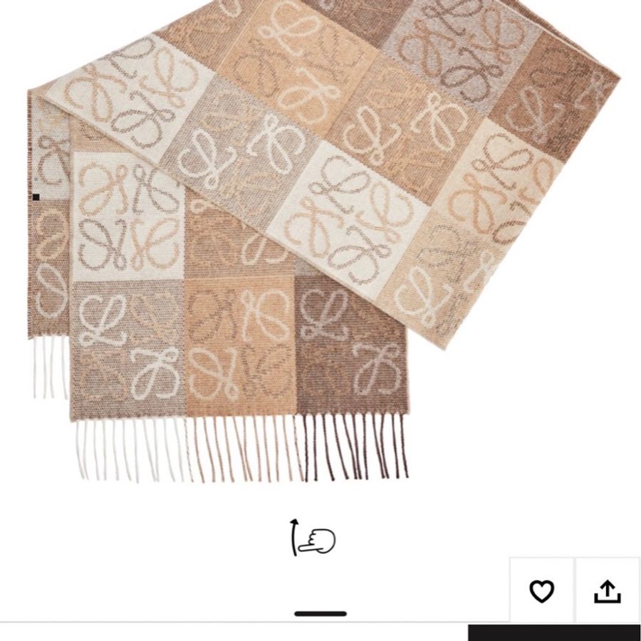LOEWE Anagram 羊毛圍巾 奶茶色(小紅書款 年年漲價款-6