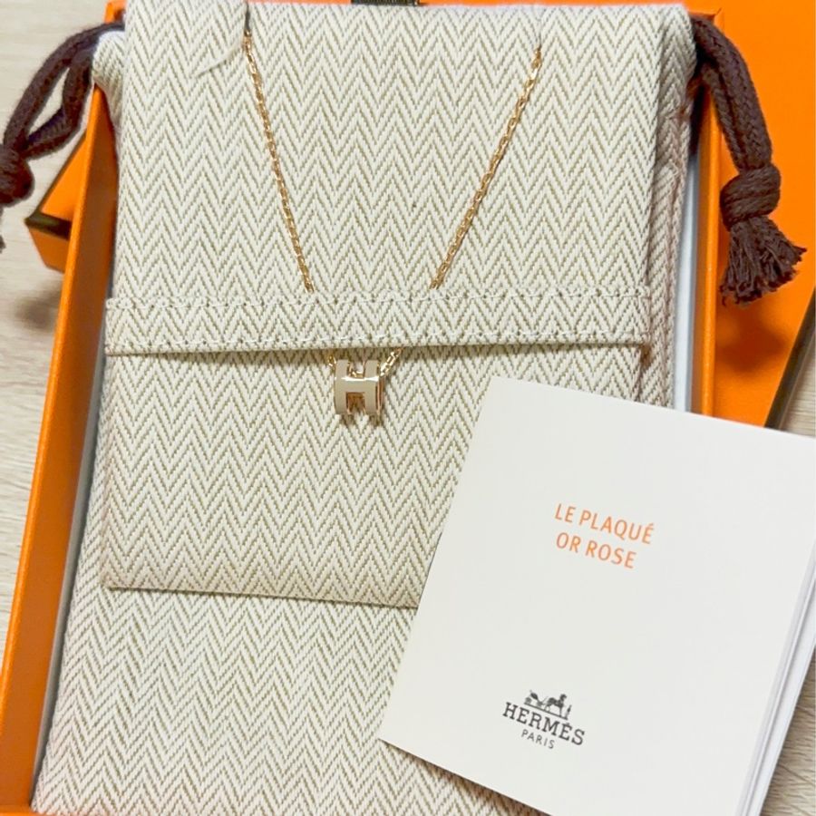 Hermes Mini Pop H 頸鏈 奶茶玫瑰金色 預訂貨品-0