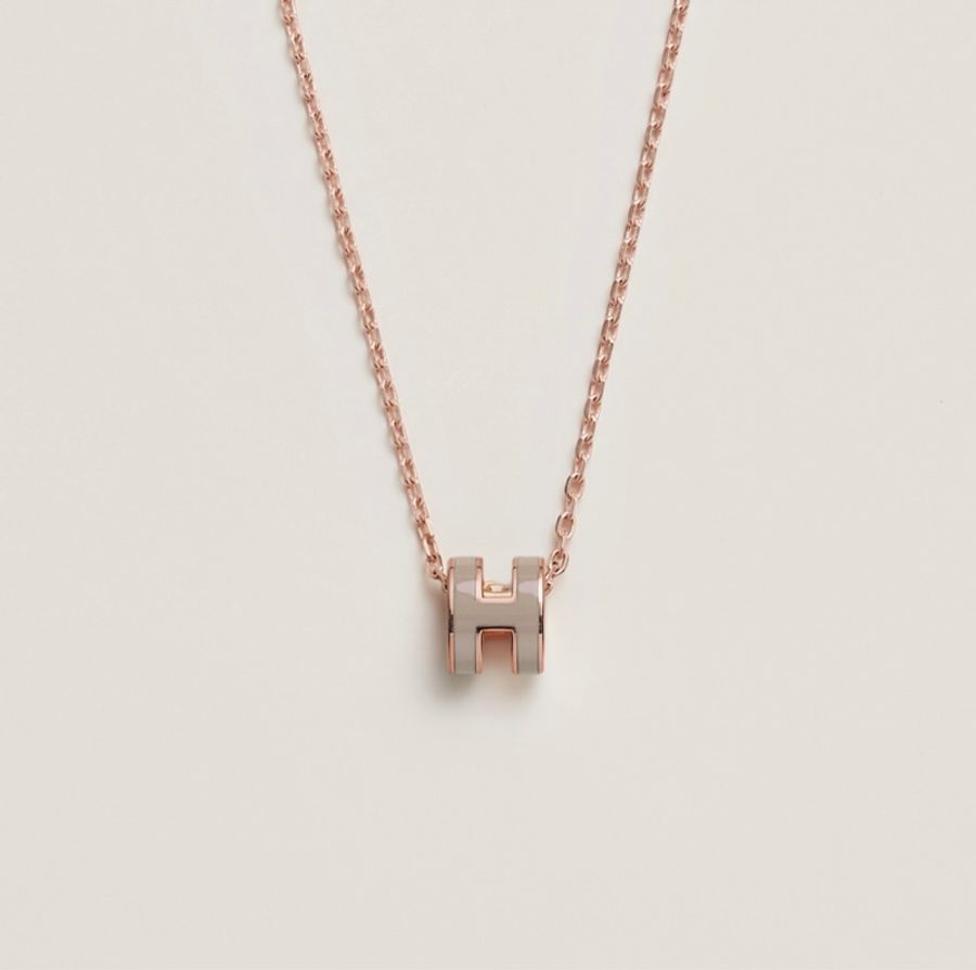 Hermes Mini Pop H 頸鏈 奶茶玫瑰金色 預訂貨品-3