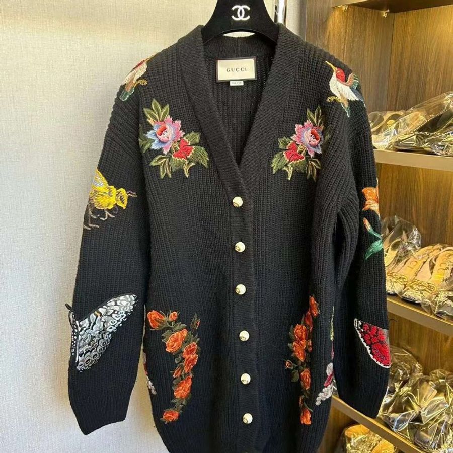 Gucci 刺繡珍珠扣外套 S號 寬鬆版 羊毛面料 原價近九萬-2
