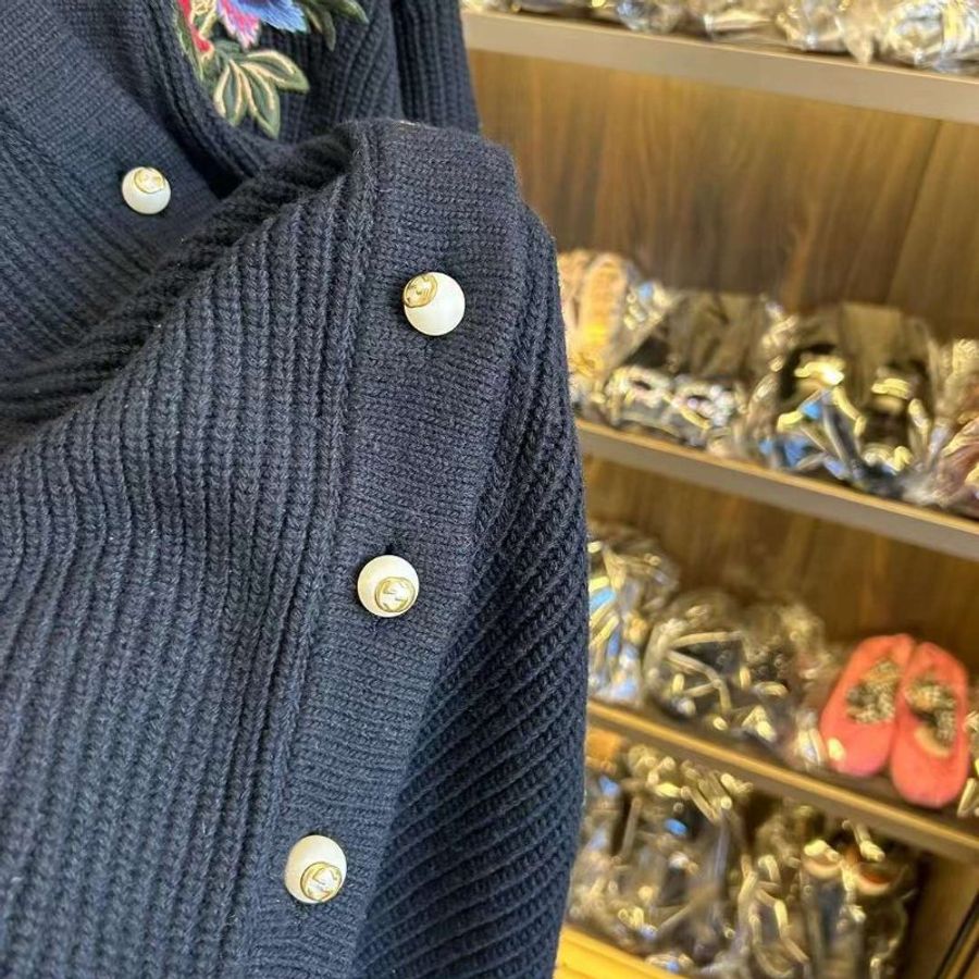Gucci 刺繡珍珠扣外套 S號 寬鬆版 羊毛面料 原價近九萬-5