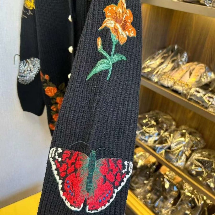 Gucci 刺繡珍珠扣外套 S號 寬鬆版 羊毛面料 原價近九萬-6
