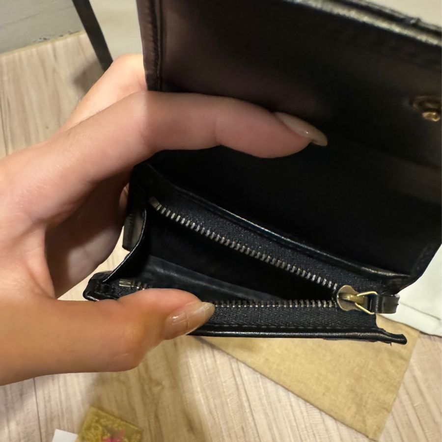 Gucci Marmont 馬夢短夾 黑金-1