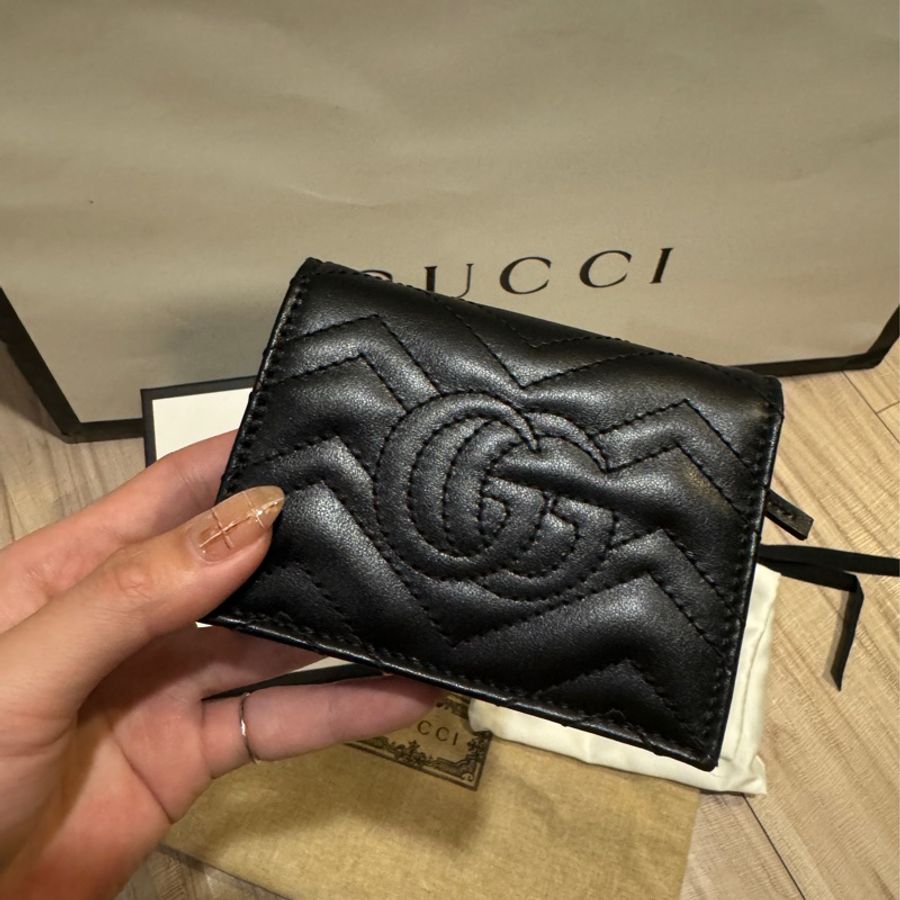 Gucci Marmont 馬夢短夾 黑金-3