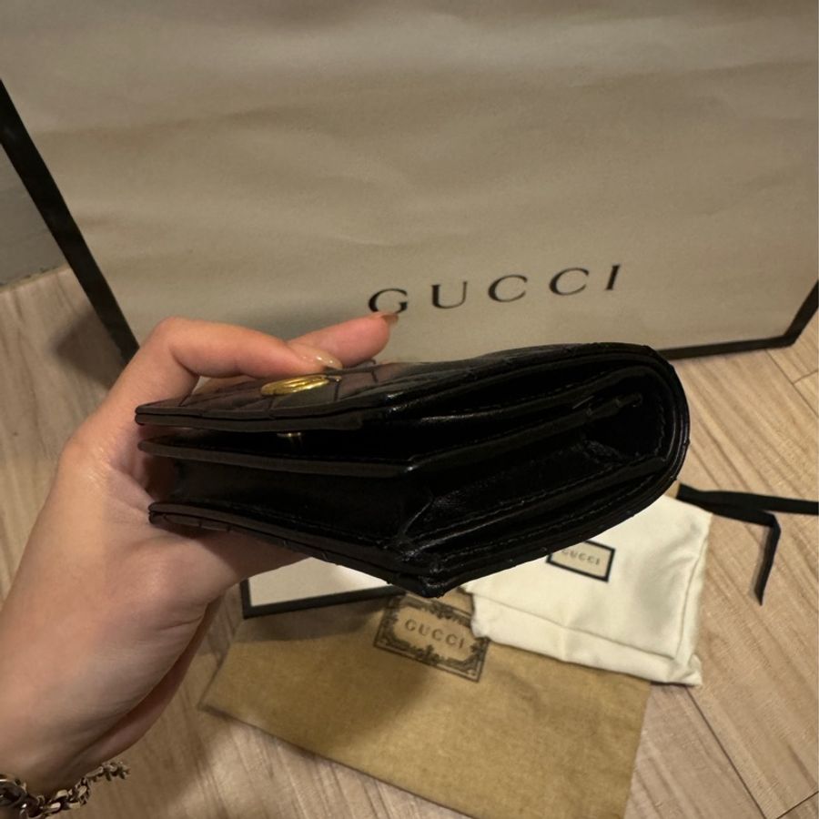 Gucci Marmont 馬夢短夾 黑金-8