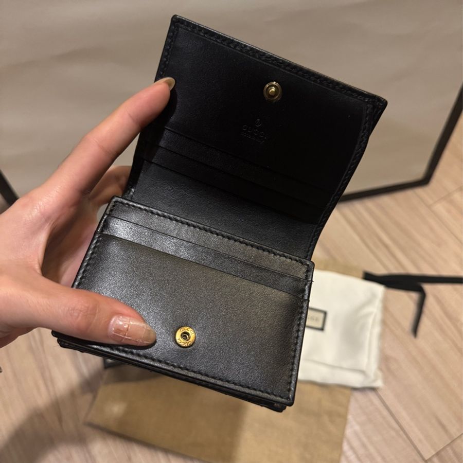 Gucci Marmont 馬夢短夾 黑金-12