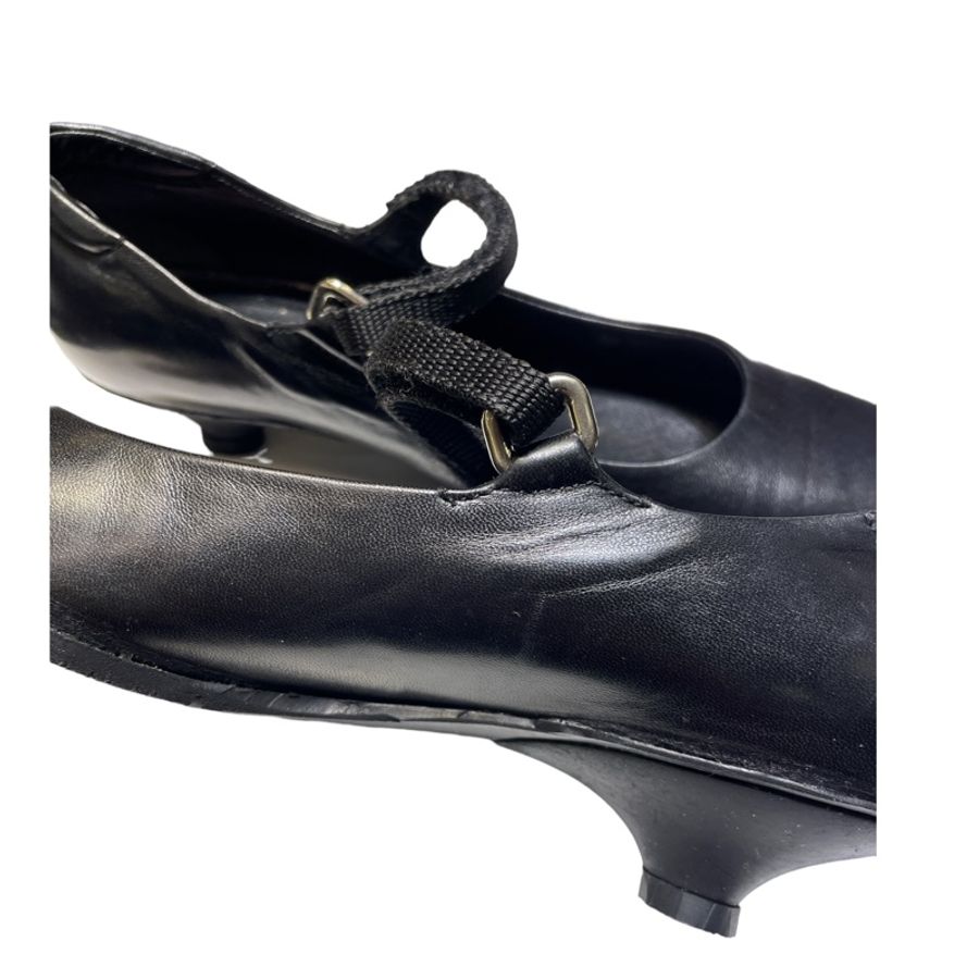 PRADA 皮革低跟鞋 魔鬼粘鞋帶 包鞋 女鞋 （黑色）Size: 38-11