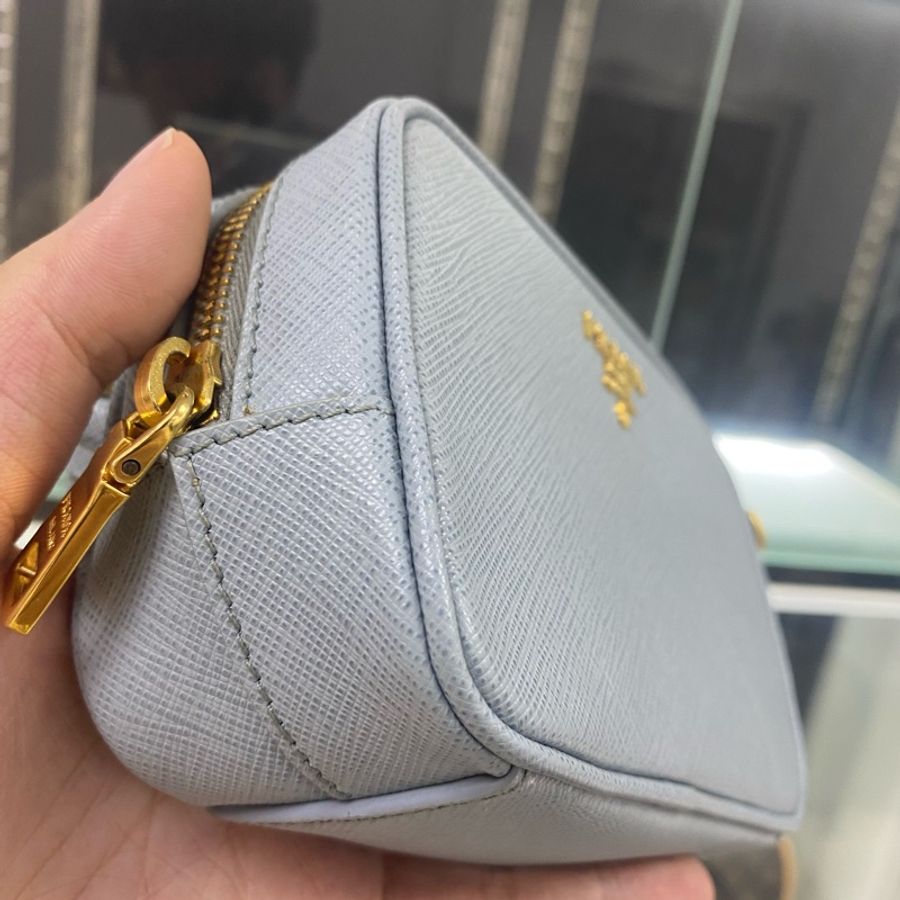 PRADA 普拉達 霧霾藍 相機包-6