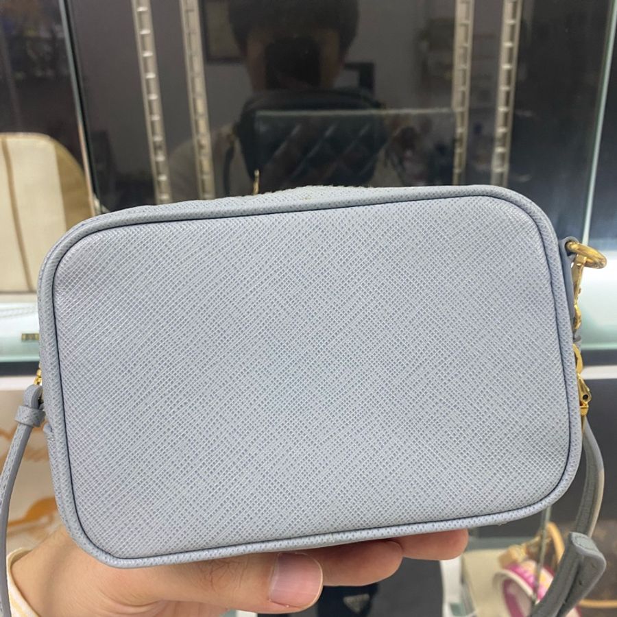 PRADA 普拉達 霧霾藍 相機包-8