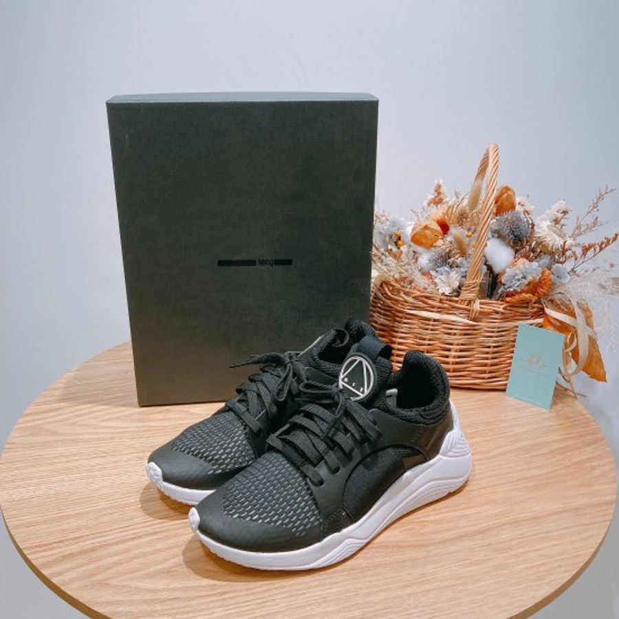 Alexander McQueen 亞歷山大麥昆黑色透氣網面時尚厚底休閒運動鞋 MCQ Sneakers Size 37-4