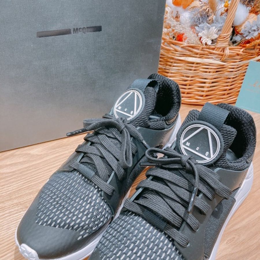 Alexander McQueen 亞歷山大麥昆黑色透氣網面時尚厚底休閒運動鞋 MCQ Sneakers Size 37-5