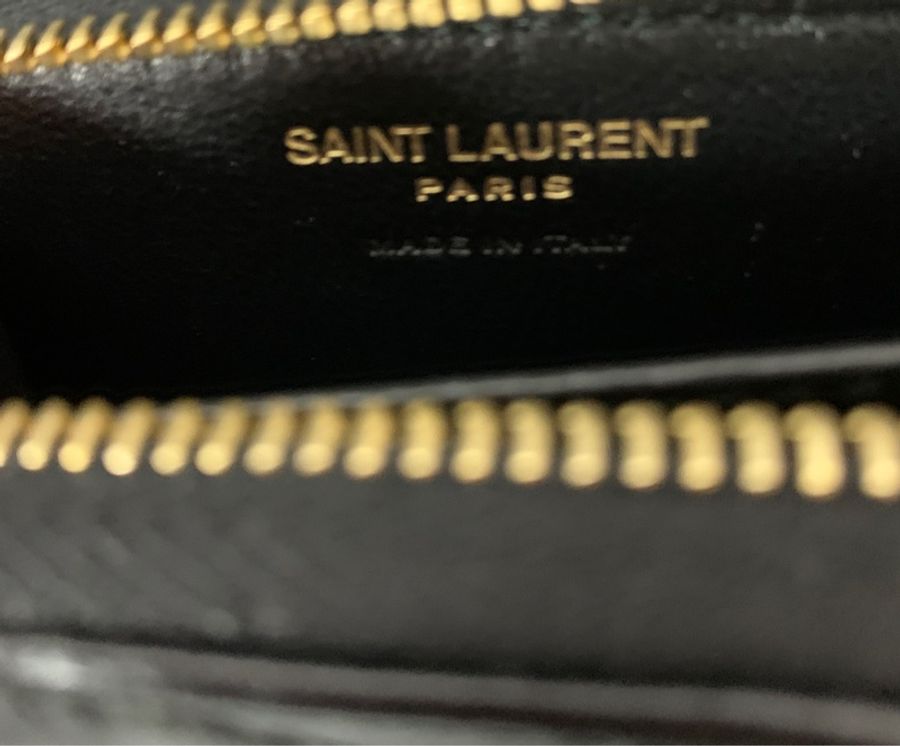 YSL CASSANDRE MATELASSÉ絎縫小羊皮零錢卡套錢包(黑金)-4