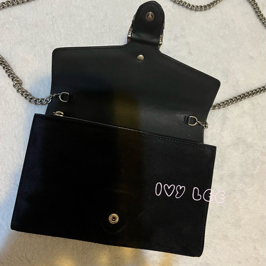 Gucci 黑色絨面革 Dionysus 401231 酒神 斜背包 肩背包 WOC 鏈條包 二手精品-4
