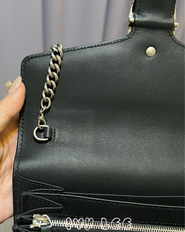 Gucci 黑色絨面革 Dionysus 401231 酒神 斜背包 肩背包 WOC 鏈條包 二手精品-6