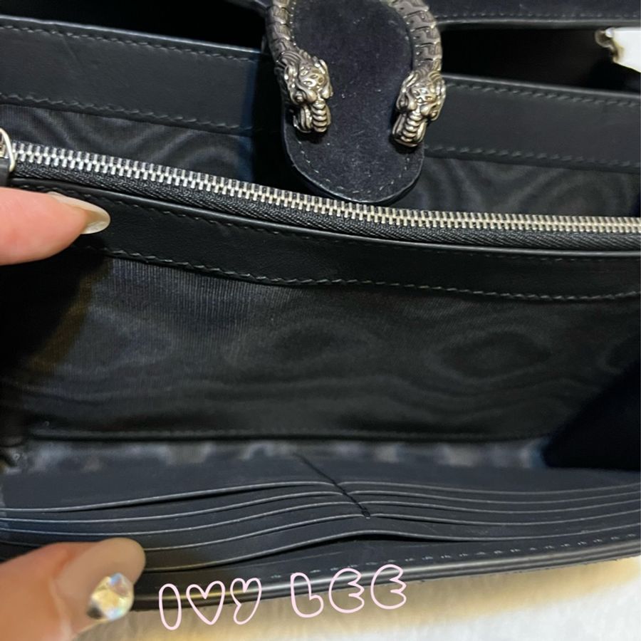 Gucci 黑色絨面革 Dionysus 401231 酒神 斜背包 肩背包 WOC 鏈條包 二手精品-12