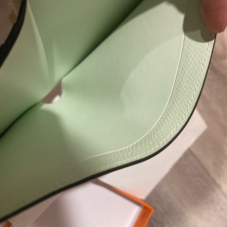 全新Hermes BEARN氣泡綠 短夾 發財錢包-4