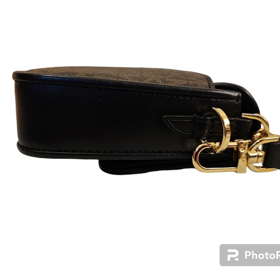 michael kors 老花橘色黑色撞色斜肩手提包-6