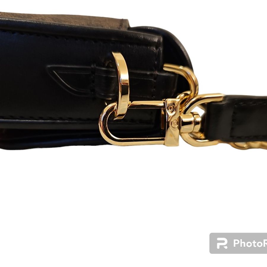 michael kors 老花橘色黑色撞色斜肩手提包-14