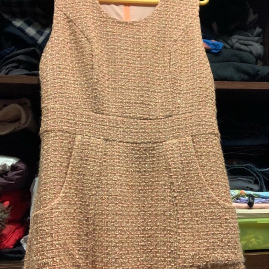 MOMA 粉橘毛呢無袖洋裝👗-0