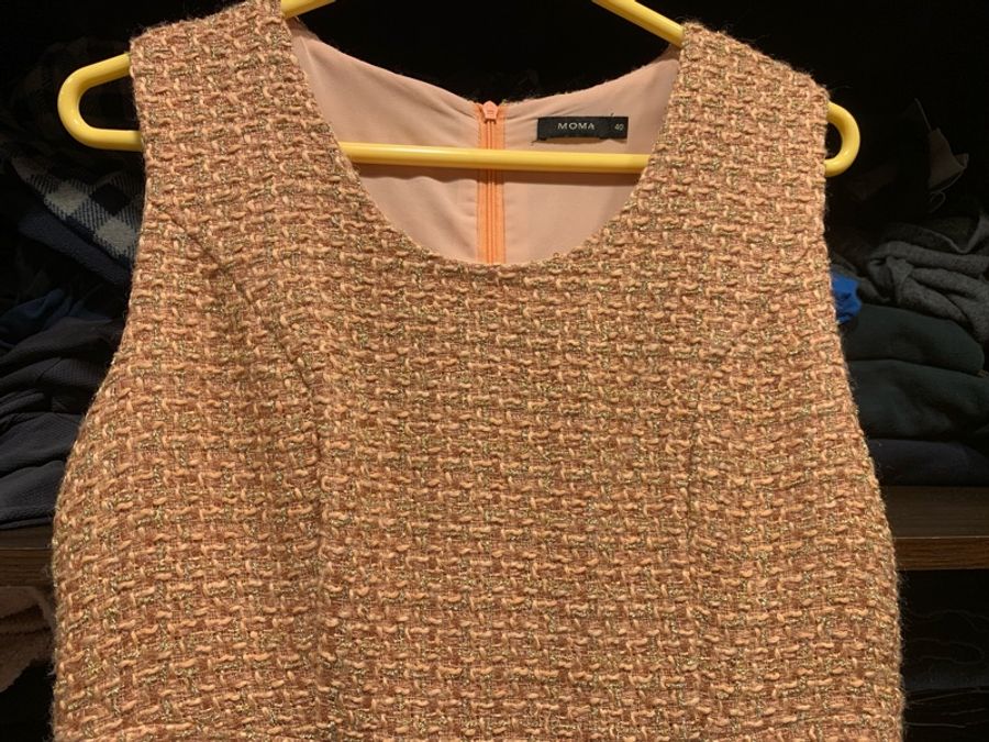MOMA 粉橘毛呢無袖洋裝👗-2