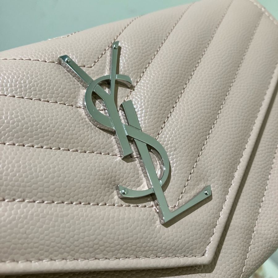 YSL 聖羅蘭絎縫紋理皮革錢包 粉紅色Cassandre Matelasse Large Flap Long Wallet-4