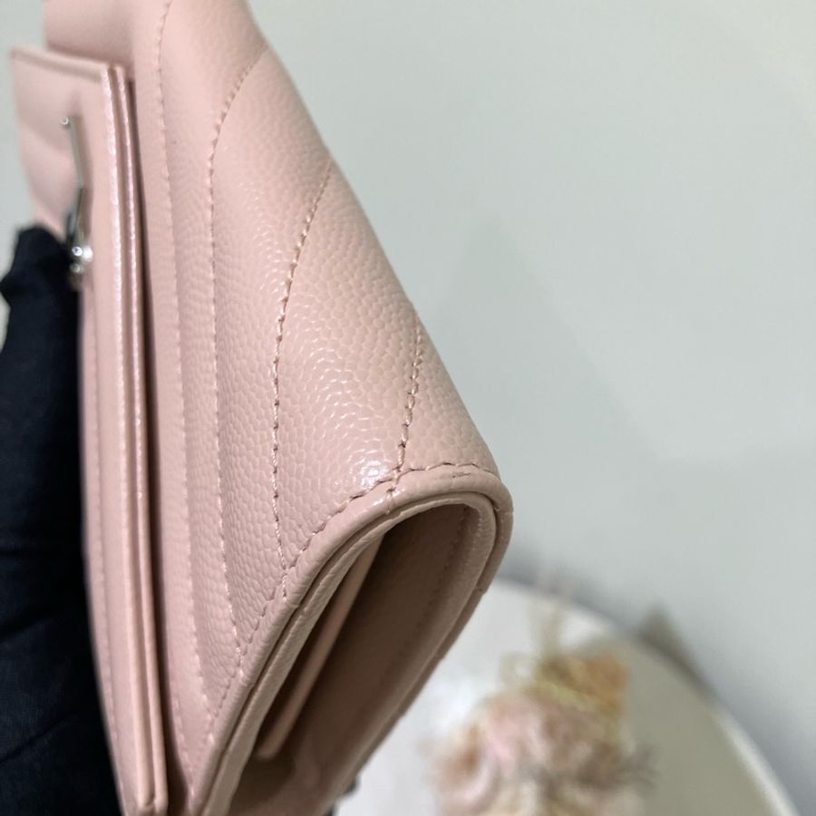 YSL 聖羅蘭絎縫紋理皮革錢包 粉紅色Cassandre Matelasse Large Flap Long Wallet-5