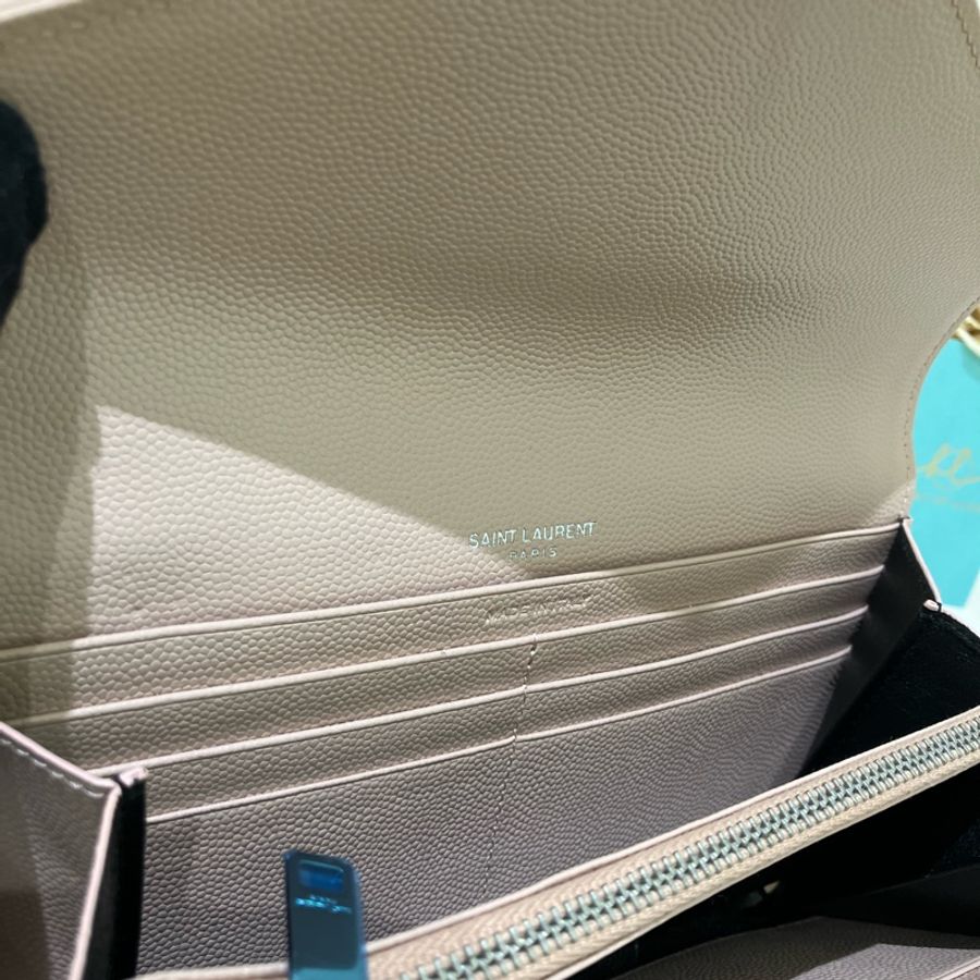 YSL 聖羅蘭絎縫紋理皮革錢包 粉紅色Cassandre Matelasse Large Flap Long Wallet-10