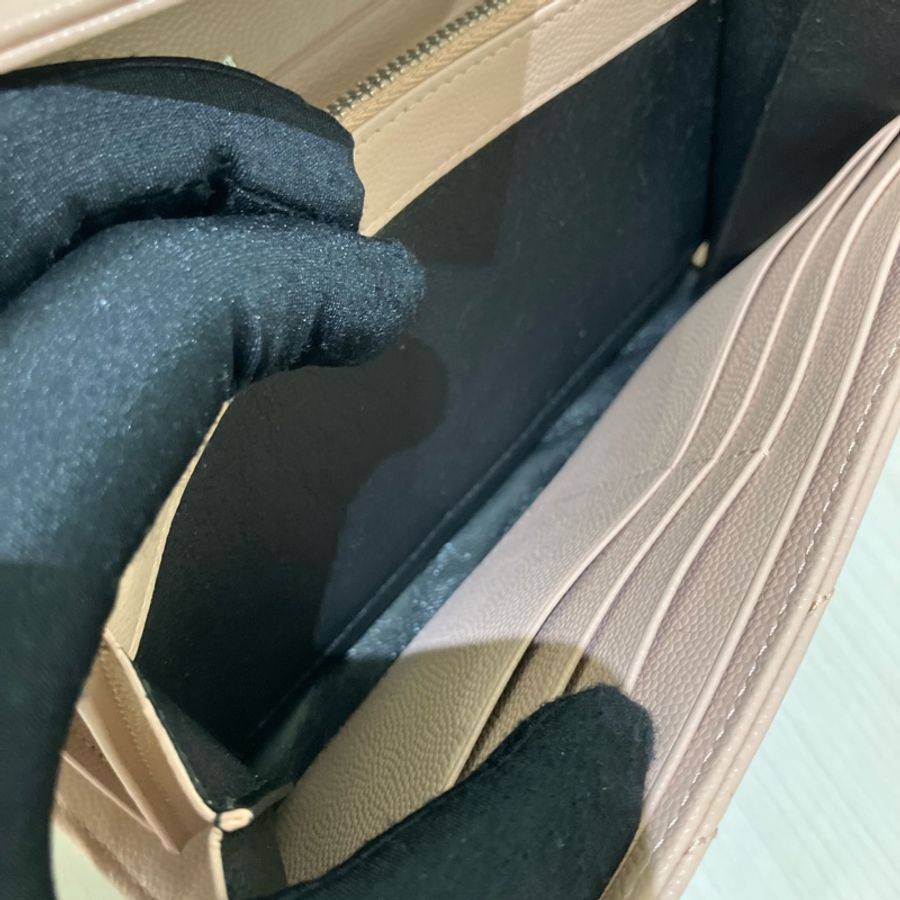 YSL 聖羅蘭絎縫紋理皮革錢包 粉紅色Cassandre Matelasse Large Flap Long Wallet-12