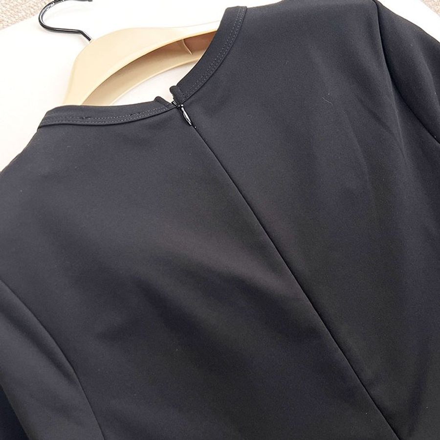 全新 / RED VALENTINO 黑紗深V蕾絲長袖洋裝-7
