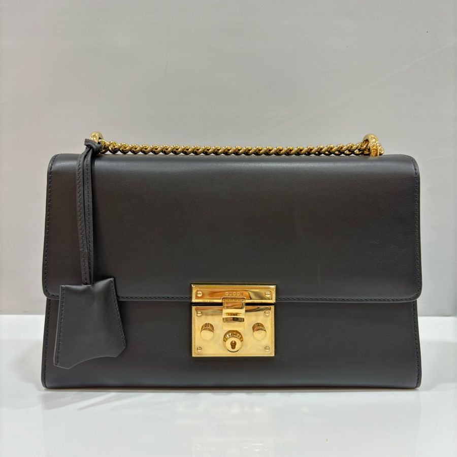 GUCCI 409486 黑色 金釦 鎖頭 Lock 肩背包-0