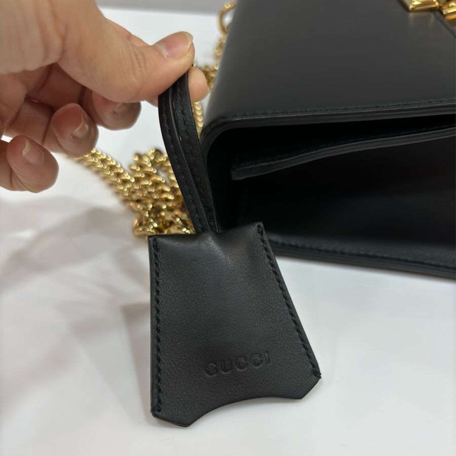 GUCCI 409486 黑色 金釦 鎖頭 Lock 肩背包-3