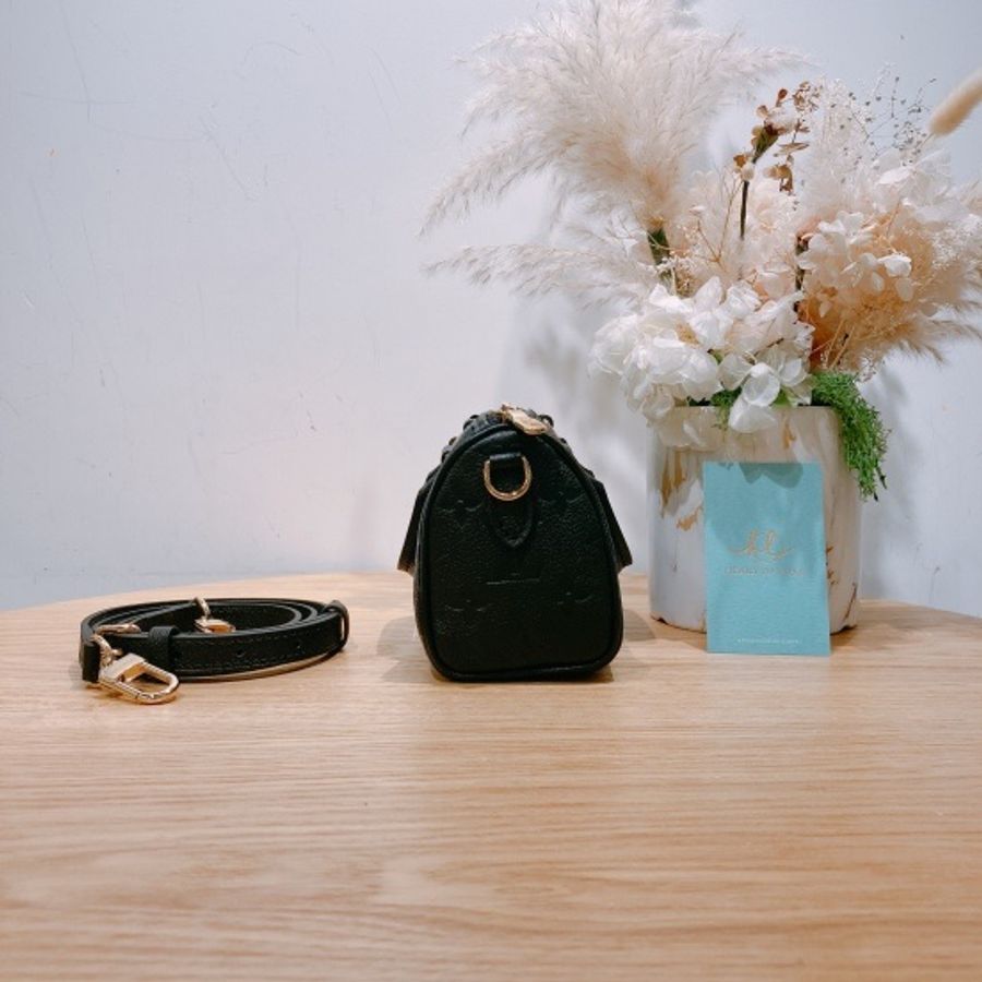 Louis Vuitton 路易威登金扣手挽肩背兩用袋黑色 Nano Speedy Monogram Empreinte Leather-2
